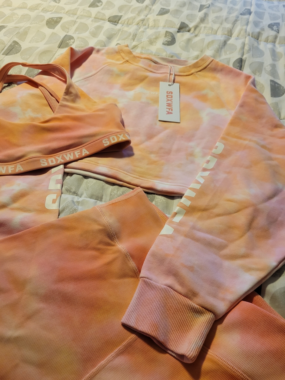 White Fox Boutique Pink Sunset Tie-Dye Active Set